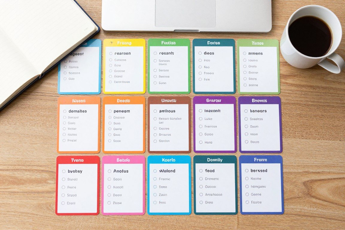 Colorful flashcards for English vocabulary learning