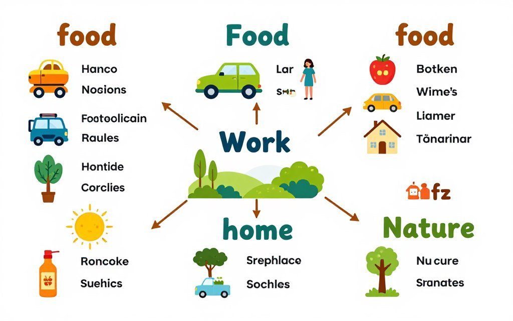 Different vocabulary categories organized visually