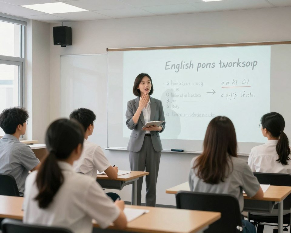 English pronunciation workshop in a classroom