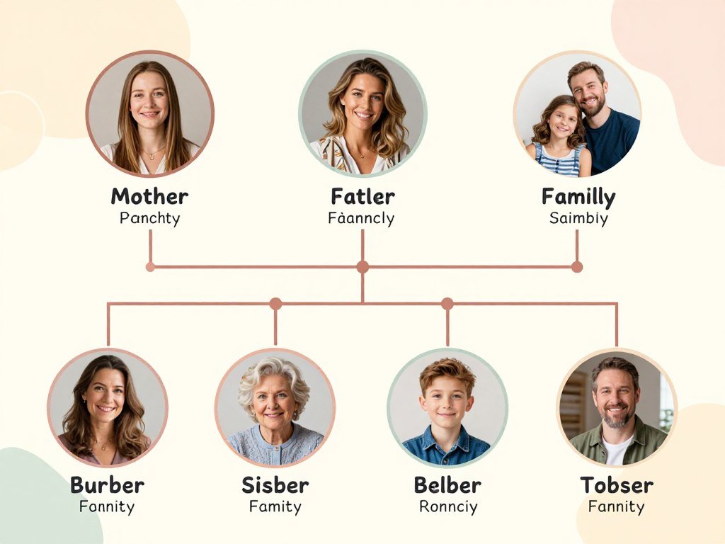 Family vocabulary illustrated with family tree