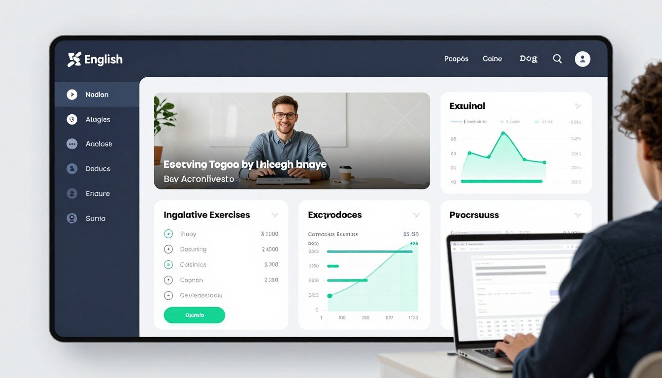 Online English learning courses interface
