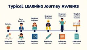 Online English learning journey progress timeline