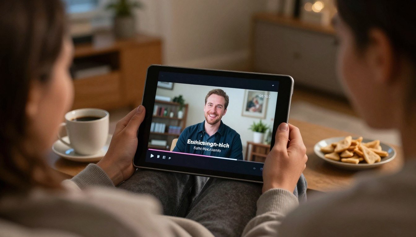 Person enjoying English media content