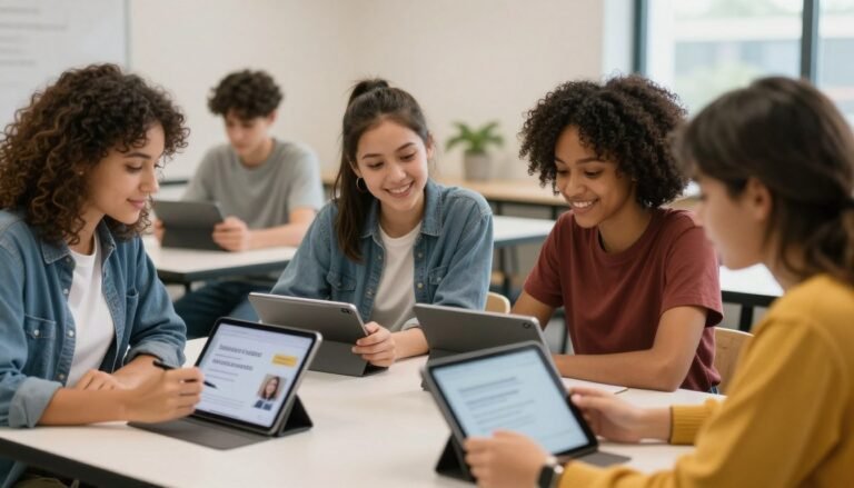 Student improving English language through interactive learning methods