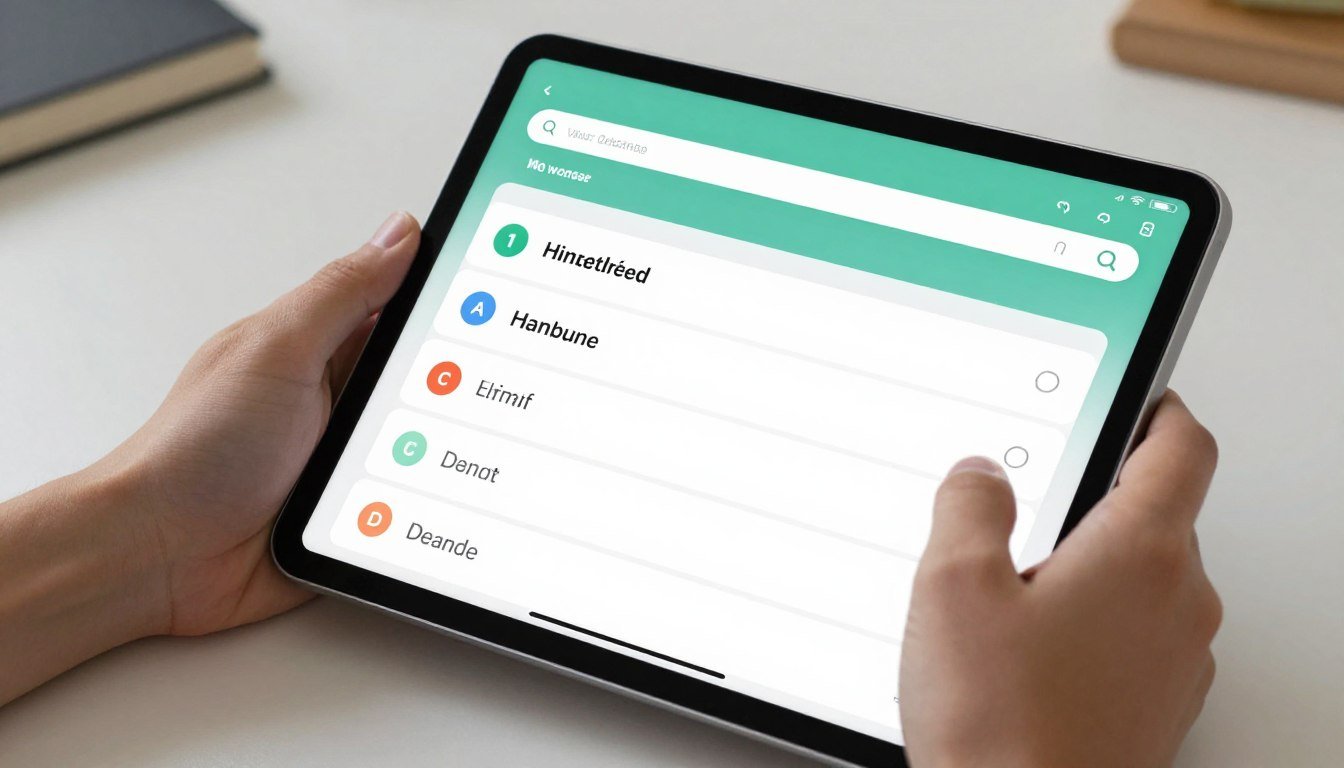 Student using digital app for vocabulary building