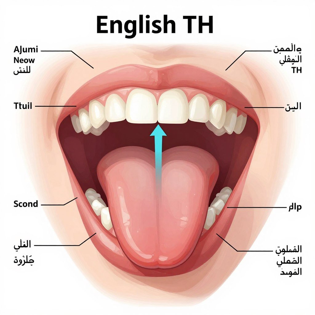 anatomical diagram showing tongue position for TH sound