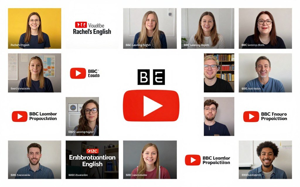 collage of English pronunciation YouTube channels