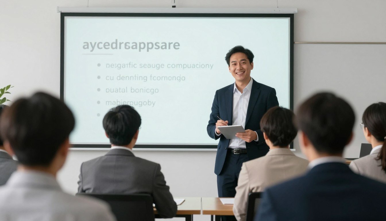 confident English speaker in professional setting