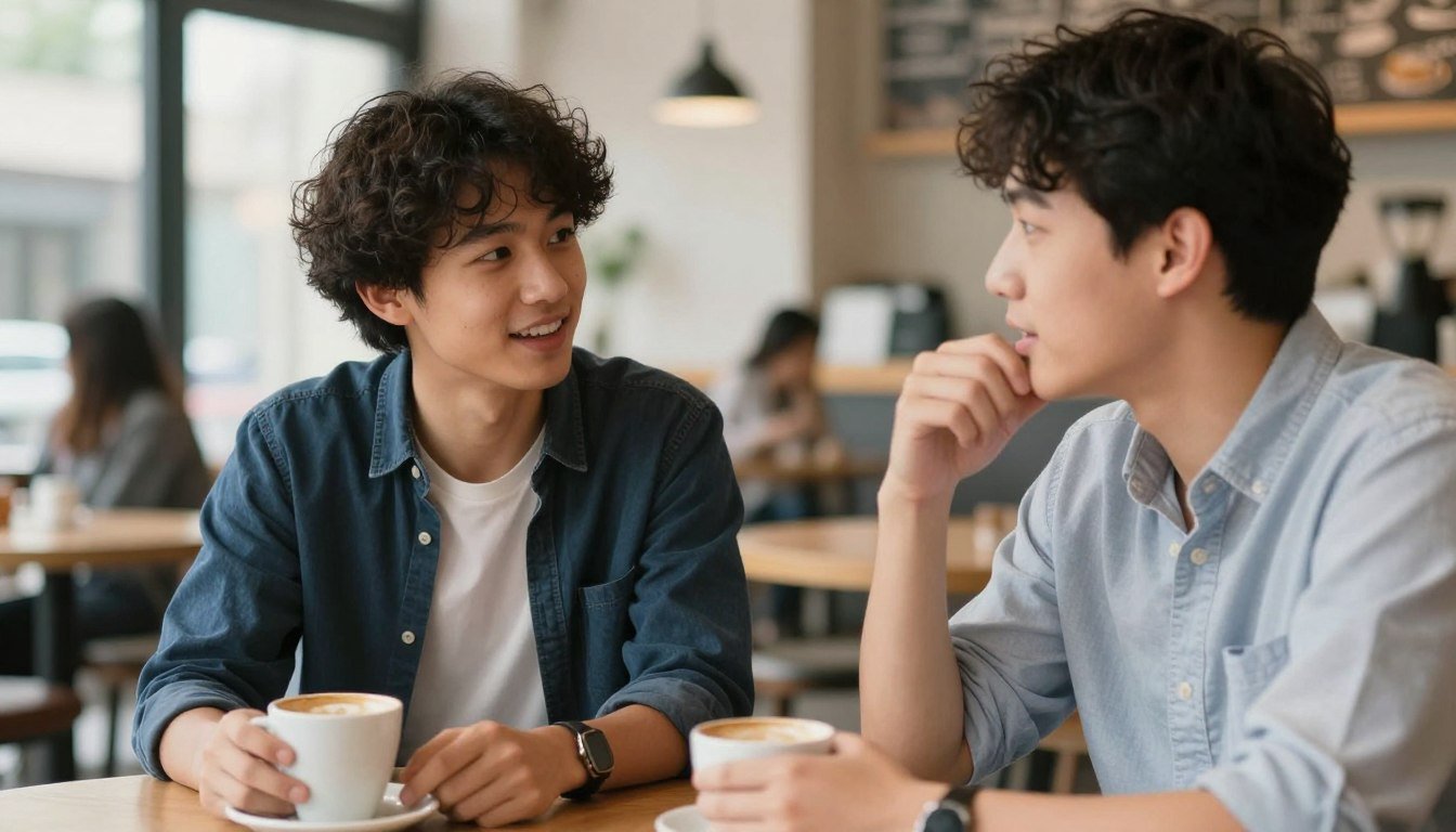 people practicing English conversation together