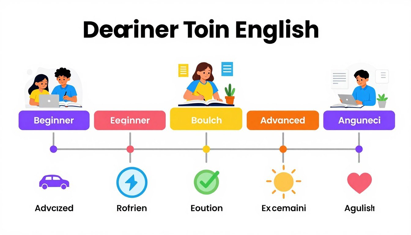 structured English learning path showing progressive levels