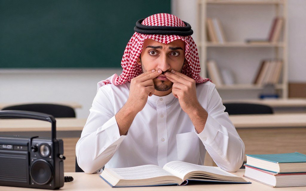 student looking confused while practicing English sounds