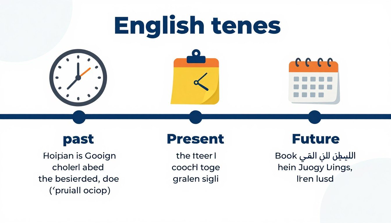 الأزمنة اللغة الإنجليزية شرح الماضي والحاضر والمستقبل