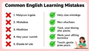 رسم توضيحي للأخطاء الشائعة في تعلم اللغة الإنجليزية