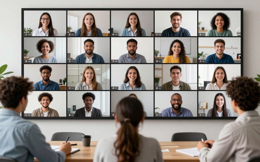 مجموعة طلاب يتفاعلون في درس محادثة إنجليزية جماعي مجموعة طلاب يتفاعلون في درس محادثة إنجليزية جماعي